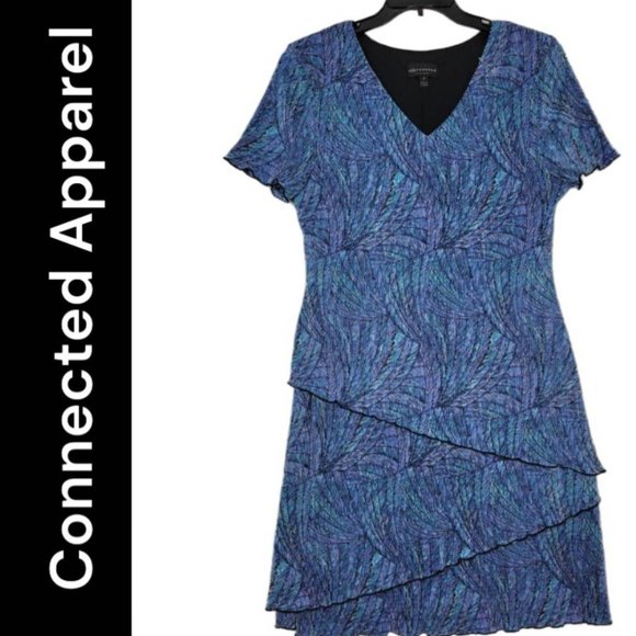 Connected Apparel Women's Blue Career Formal Short Sleeve Stretch Plus Size 14 - Picture 1 of 4